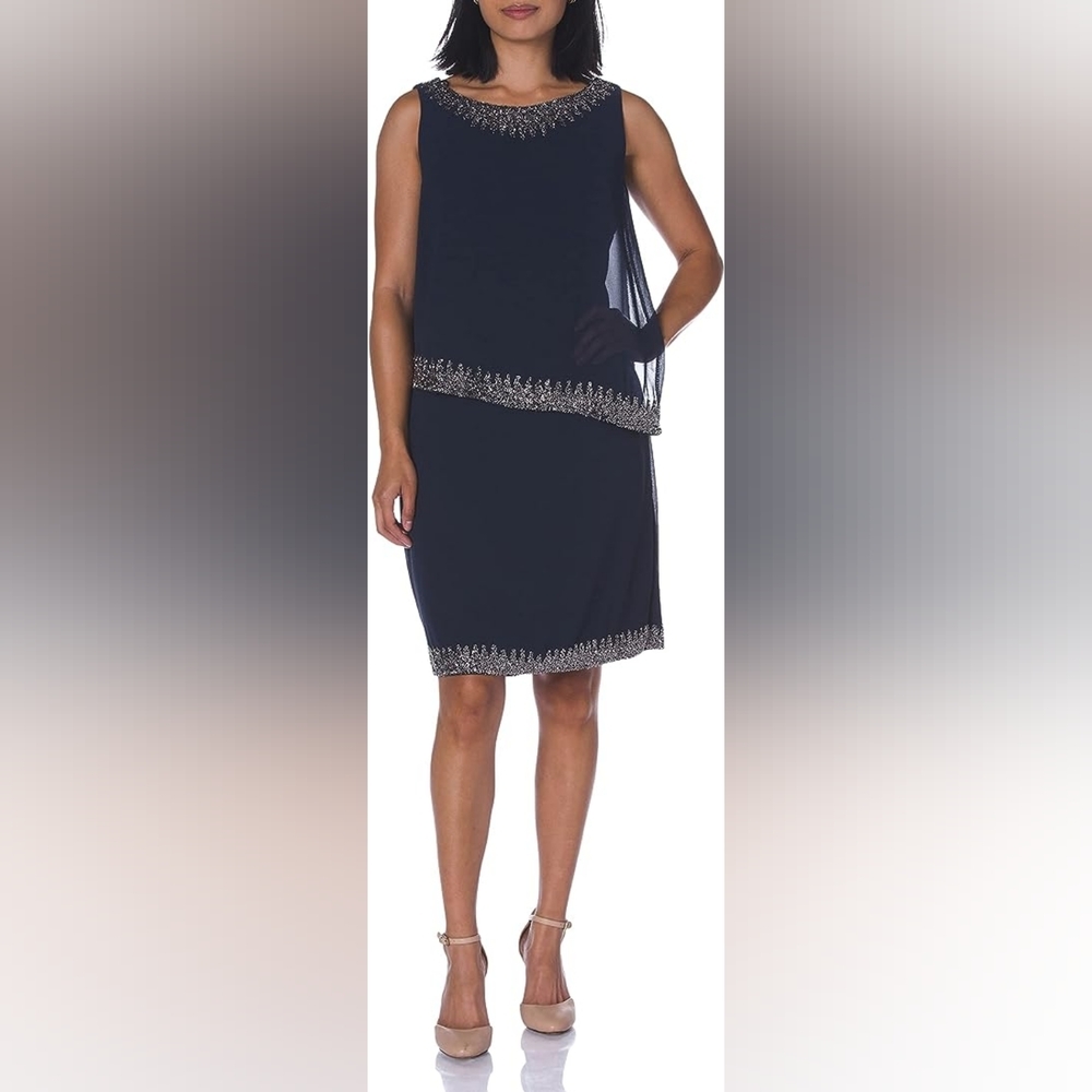 J Kara Beaded Sleeveless Cocktail Dress 10P